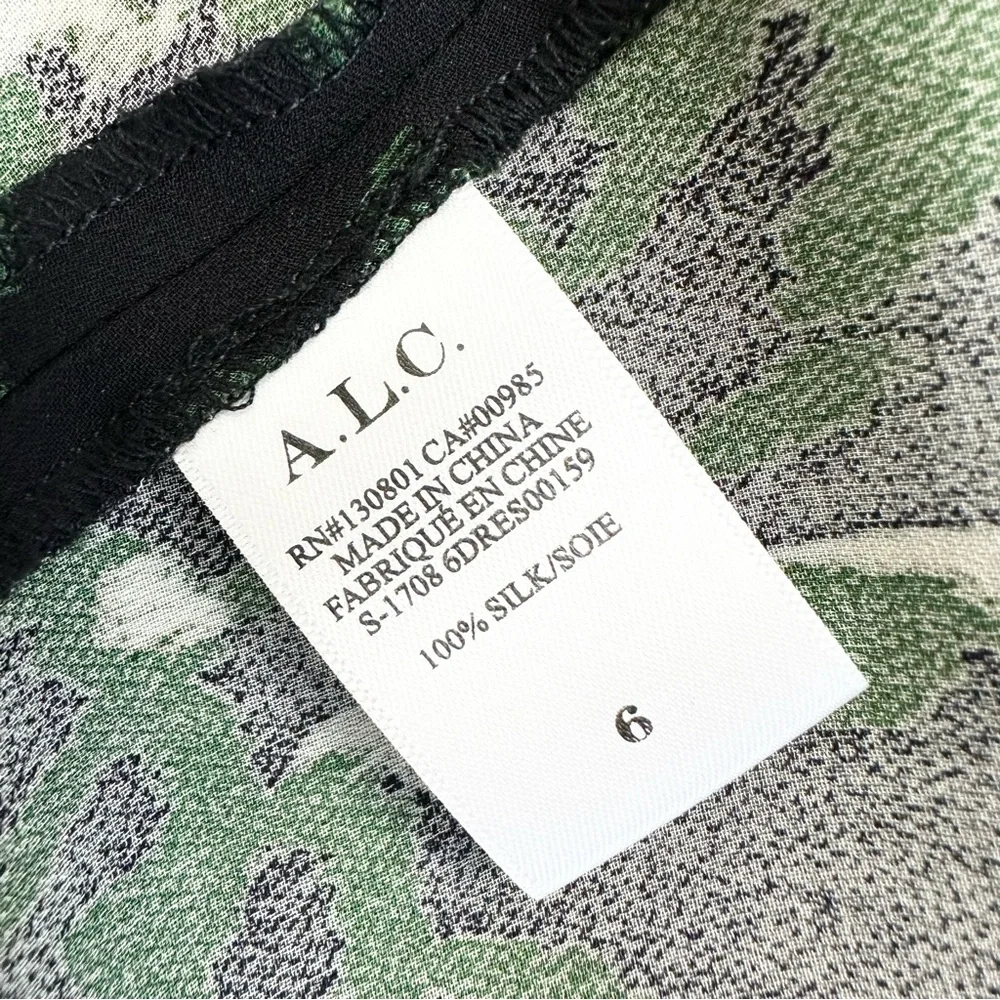 A.L.C. Elegant Black and Green Patterned Dress - Picture 11 of 13